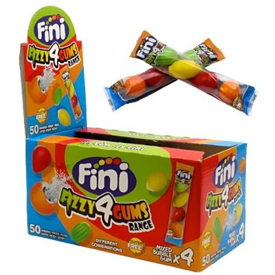 Fini Fizzy 4 Gums Macedonia Gomme da Masticare alla Frutta Espositore da 50 x 4 pezzi Fini Fizzy 4 Gums Macedonia Gomme da Masticare alla Frutta Espositore da 50 x 4 pezzi