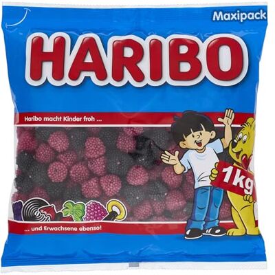 HARIBO Berries, Caramelle Gommose, Gusto Frutta (More e Lamponi), Ideali Per Feste E Dolci Momenti Di Relax 1kg HARIBO Berries, Caramelle Gommose, Gusto Frutta (More e Lamponi), Ideali Per Feste E Dolci Momenti Di Relax 1kg