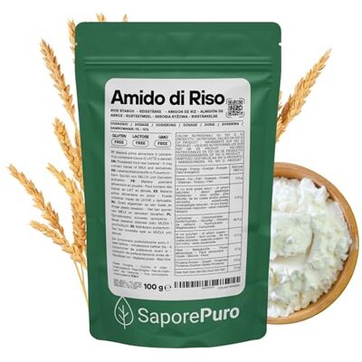 SaporePuro Amido di Riso Nativo 100 g – 100% Italiano, Senza Glutine, Ideale per Cosmetica Naturale, Dolci e Salse SaporePuro Amido di Riso Nativo 100 g – 100% Italiano, Senza Glutine, Ideale per Cosmetica Naturale, Dolci e Salse