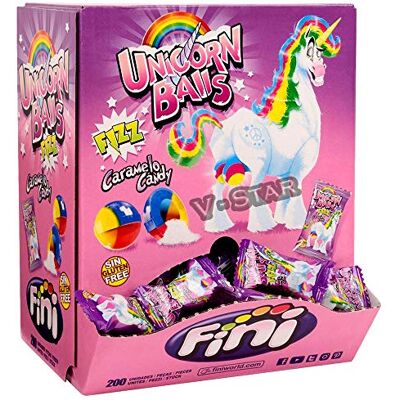 Fini Unicorn Ball Fizz Liquido Riempito Bubblegum Retro Dolci & Candy (200) Fini Unicorn Ball Fizz Liquido Riempito Bubblegum Retro Dolci & Candy (200)