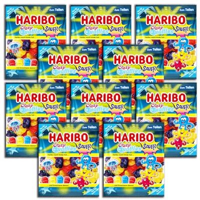 HARIBO Crazy Quallies Confezione da 10 gomme per frutta acide con zucchero schiumato, 10 x 160 g HARIBO Crazy Quallies Confezione da 10 gomme per frutta acide con zucchero schiumato, 10 x 160 g