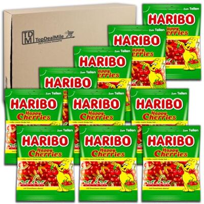 HARIBO TopDealMile, confezione scorta per ciliegie Happy, 10 x 175 g, ciliegie di gomma alla frutta al gusto di ciliegia HARIBO TopDealMile, confezione scorta per ciliegie Happy, 10 x 175 g, ciliegie di gomma alla frutta al gusto di ciliegia
