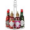 TABASCO Caddy da tavolo  con salse al peperoncino : Original Red (150ml), Green Jalapeño (150ml), Chipotle (150ml), Scorpion (150ml) + Sriracha (256ml) e Sweet & Spicy (256ml)