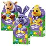 Milka , Peluche di Pasqua, Disponibile con 3 Personaggi e Deliziosi Cioccolatini al Latte , Latte Alpino 100% Cacao Sostenibile, 96g di Tenero Cioccolato