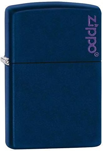 Zippo Accendino ® Classic Navy Matte  Logo , Accendino Antivento Ricaricabile , Realizzato in Metallo con Caratteristico "click" , Blu Scuro, Made in USA, Ottima Idea Regalo