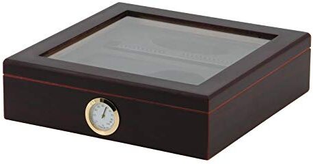 BigSmoke Humidor per Sigari Cofanetto con Umidificatore, Rivestimento Interno in Cedro Spagnolo, Divisorio, Igrometro Magnetico, Tagliasigari, Posacenere e Coperchio di Vetro 30 Marrone