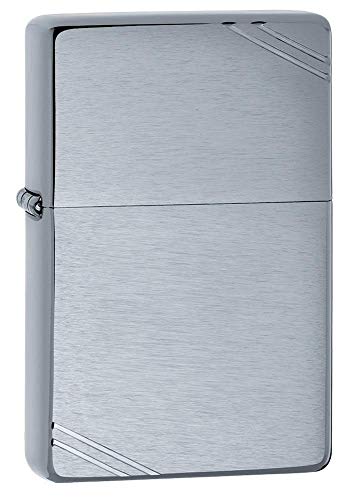 Zippo Brushed Chrome Vintage with Slashes Lighter, Ottone, Silver, One Size