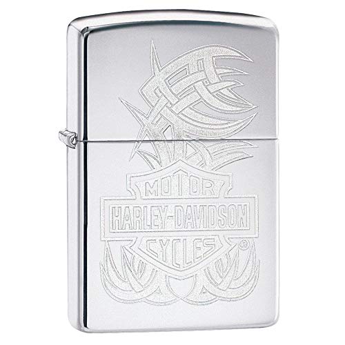 Zippo Logo Elegante HD, Accendino Tascabile Antivento Unisex, Finitura cromata Lucida, Taglia Unica