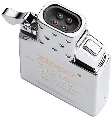 Zippo Accendino ® Inserto Elettrico ad Arco , Accendino Antivento Ricaricabile , Realizzato in Metallo con Caratteristico "click" , Color Argento, Ottima Idea Regalo