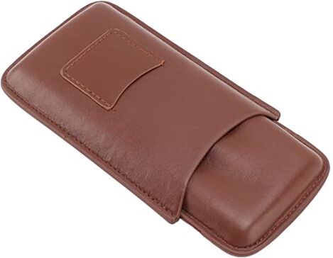 Gavigain Custodia da viaggio per sigari piccola Portasigari Custodia per sigari in pelle Portatile Humidor per sigari a 3 dita Custodia per amanti dei sigari e tasca per tagliasigari (Marrone)