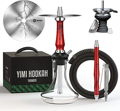 MY YIMI HOOKAH Yimi Hookah® Thunder narghilè completo   piccolo narghilè in legno completo di shisha   narghilè personale   moderno narghilè completo con accessori inclusi(Rosso)