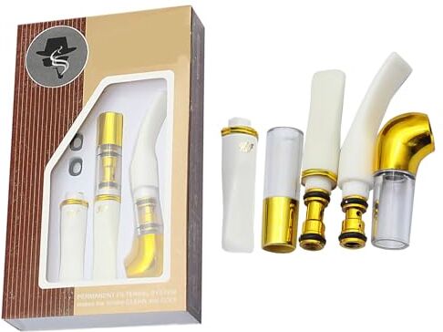 KARELLS Pipa Di Tabacco, Bocchino per Sigarette, 3 Pezzi Tobacco Filter, Fumo Pipa, Filtro per Sigarette per Sigarette, Bocchino, Portasigarette Tubo, Bianco