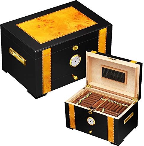 Generic Humidor Humidor per sigari, scatola per sigari Humidor con display da banco, armadietto per umidificatore per sigari di lusso con igrometro digitale accurato e umidificatore, scatola per sig