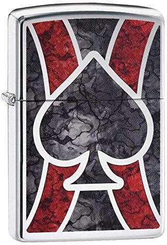 Zippo Accendino ® Spade Design , Accendino Antivento Ricaricabile , Realizzato in Metallo con Caratteristico "click" , Color Cromo Lucido, Made in USA, Ottima Idea Regalo