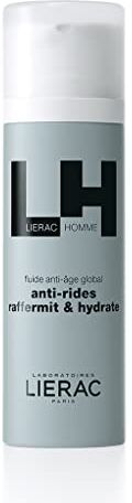 Lierac Homme Fluido Anti Rughe Idratante Tonificante Viso e Contorno Occhi da Uomo, con Acido Ialuronico, per Tutti i Tipi di Pelle, Formato da 50 ml