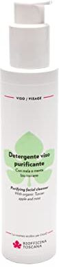 Biofficina Toscana Detergente viso purificante Con mela e menta bio toscane. Local-Organic. Certificato Aiab Bio eco cosmesi, Lav, Vegan, Nichel Tested, Dermatologically tested. 150 ml