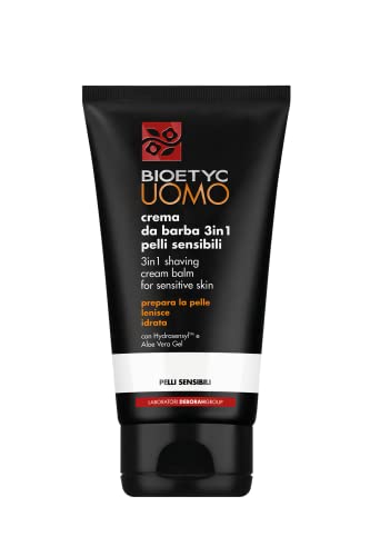 Deborah Bioetyc Uomo Crema da Barba 3in1 Pelli Sensibili, 150 ml