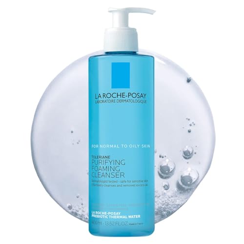 La Roche-Posay Gel Detergente Schiumogeno a Doppia Azione, Adatta a Pelli Sensibili, Elimina Impurità e Sebo, Pelle Morbida e Idratata, Formula con Tensioattivi Delicati e Glicerina, Toleriane, 400 ML