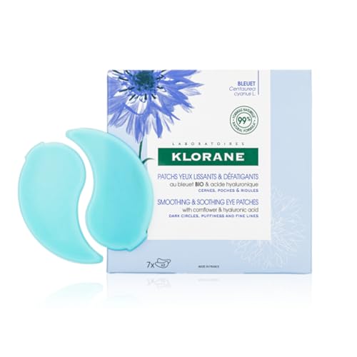 Klorane Smoothing and Soothing Eye Patches with Cornflower and Hyaluronic Acid, 7 ct.