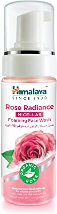 Himalaya Rose Radiance Detergente per viso con schiuma micellare, rimuove il trucco impermeabile, 150 ml