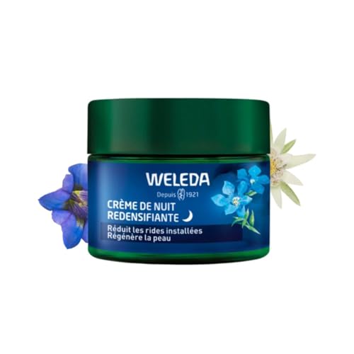 Weleda Crema Notte Viso Contouring Genziana Blu, Riduce le Rughe Profonde e Ripara La Pelle Durante la Notte, 1 x 40 ml