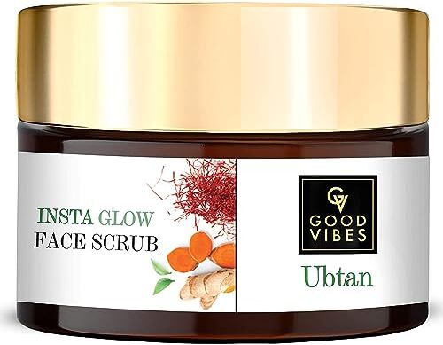 Generic LOGY Ubtan Insta Glow Face Scrub, 50 g, esfoliante delicato illuminante, disintossicante e nutriente, per tutti i tipi di pelle, con curcuma, zafferano, vitamina B3, senza parabeni, solfati e oli