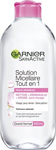 Garnier Skin Soluzione micellare attiva “Tout en 1”, per pelli sensibili, set di 2 flaconi, formato grande da 400 ml