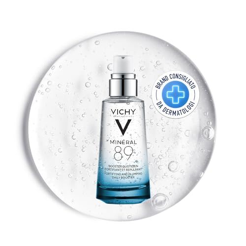 Vichy Booster Quotidiano Fortificante e Rimpolpante, Per Tutti i Tipi di Pelle, Pelle Tonica e Idratata, Arricchito con Acido Ialuronico e Acqua Vulcanica, Minéral 89, 50 ml