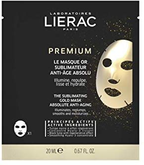 Lierac Premium Maschera Oro Sublimante anti Età per il Viso con Acido Ialuronico, per Tutti i Tipi di Pelle, Formato da 20 ml