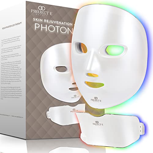 Pro-Ject Maschera per Terapia della Luce LED    Fotone Senza Fili Ringiovanimento Pelle Terapia Rossa Blu Verde 7 Colori Trattamento Anti-Age Rimozione Acne e Rughe Maschera Cura Viso e Collo