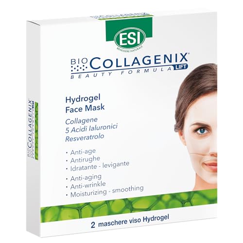 ESI Biocollagenix Face Mask, Maschera Viso Antirughe, Dona una Pelle Elastica e Idratata, Contrastando la Comparsa e la Profondità delle Rughe, Dermatologicamente Testato, 2 Maschere