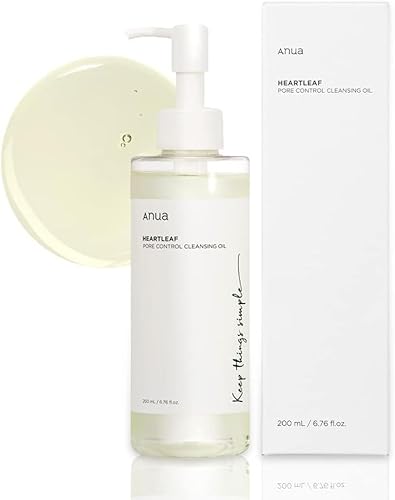 Anua Heartleaf Olio detergente per il controllo dei pori, detergente coreano per il viso, rimozione quotidiana dei punti neri, 6,76 fl oz (200 ml)