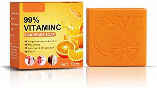 MING ZHEN 100 g di sapone fatto a mano con vitamina C arancione, sapone biologico naturale con il 99% di vitamina C ed estratto di arancia, sapone fatto a mano sbiancante (1PCS)