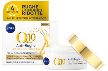 NIVEA Q10 Anti-rughe Extra Nutriente Crema Giorno Intensiva 50 ml, Crema viso anti-età per 24 ore d'idratazione, Crema antirughe con Olio di Argan e Coenzima Q10