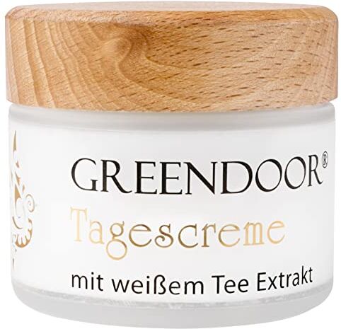 GREENDOOR crema viso giorno tonificante con tè bianco, cura di giorno naturale protettivo, 50 ml, senza brillare grassa, produzione di qualità cosmetici naturali