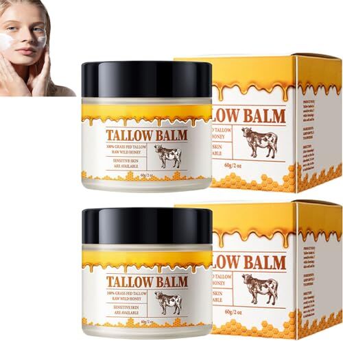 Generic Tallow and Honey Balm for Face, Tallow and Honey Face Cream, Tallow Honey Face Balm, Beef Tallow and Honey Cream for Face, Beef Tallow Moisturizer Cream, Tallow Honey Skin Balm Face Cream (2pcs)