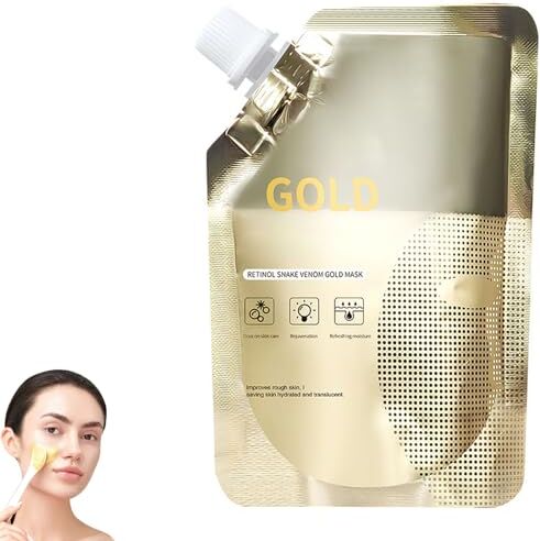 Generic Golden Peel off Mask, Retinol Gold Peel off Face Mask, 24k Gold Facial Mask, Anti-Aging Gold Face Mask, Gold Moisturize Peel off Mask, Gold Foil Tear off Mask (1bag)