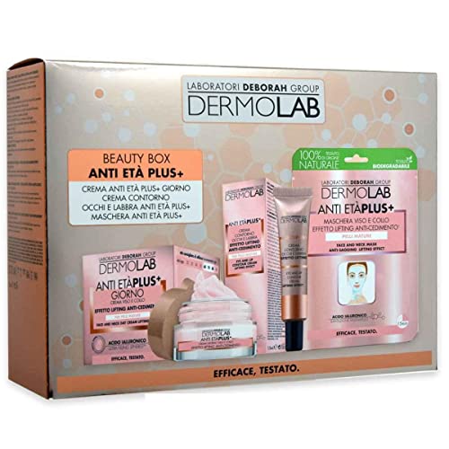 Deborah Dermolab dl_beauty box 2022 5 BEAUTY BOX ANTI ETA’ PLUS 1 KIT COMPOSTO DA:CREMA ANTI ETA’ PLUS GIORNO + CONTORNO OCCHI 60+ + MASCHERA VISO E COLLO 60+ TESSUTO BIO -