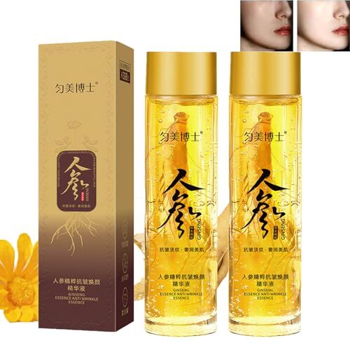 Generic Ginseng Siero per il viso, Ginseng Polipeptide Anti-Aging Essence Siero, Essenza antietà al collagene Antirughe, Essenza Antietà polipeptidica al Ginseng, Olio essenziale idratante al ginseng (2PC)