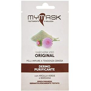 My Mask , Maschera Viso Original Maschera Viso Dermo Purificante, Con Argilla Verde e Bardana, Trattamento di bellezza adatto per pelli impure e a tendenza grassa, Confezione monodose da 8ml