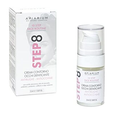 BIO + APIARIUM Crema Contorno Occhi Defaticante, 15ML, Contorno occhi antirughe e anti occhiaie con Acido Ialuronico, Step 8 della Apiarium Skin Care routine BIO + APIARIUM Crema Contorno Occhi Defaticante, 15ML, Contorno occhi antirughe e anti occhiaie con Acido Ialuronico, Step 8 della Apiarium Skin Care routine