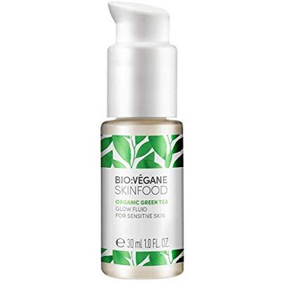 BIO + SKINFOOD Glow Fluid Tè verde biologico, per pelli sensibili, illuminante con pigmenti brillanti, ad assorbimento rapido, vegano, certificato NATRUE, cosmetico naturale, 30 ml BIO + SKINFOOD Glow Fluid Tè verde biologico, per pelli sensibili, illuminante con pigmenti brillanti, ad assorbimento rapido, vegano, certificato NATRUE, cosmetico naturale, 30 ml