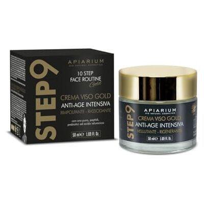 BIO + Crema Viso Gold Anit-Age Intensiva, 50 ML, Emulsione con Acido ialuronico viso dall’azione anti-age intensiva rimpolpante e rassodante, Step 9 della Skincare routine BIO + Crema Viso Gold Anit-Age Intensiva, 50 ML, Emulsione con Acido ialuronico viso dall’azione anti-age intensiva rimpolpante e rassodante, Step 9 della Skincare routine