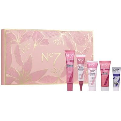 No7 Restore & Renew Set regalo antietà per la cura della pelle, siero viso 30 ml, crema giorno 25 ml, crema notte 25 ml, crema occhi 15 ml, retinolo 10 ml, sensazione rassodante per viso e collo No7 Restore & Renew Set regalo antietà per la cura della pelle, siero viso 30 ml, crema giorno 25 ml, crema notte 25 ml, crema occhi 15 ml, retinolo 10 ml, sensazione rassodante per viso e collo