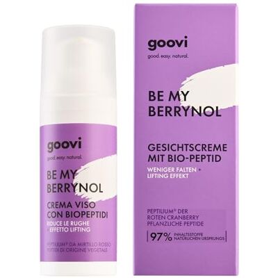 Goovi Be Me Berrynol Face Cream – Crema viso anti-invecchiamento con biopeptidi – Rassodante cura del viso con acido ialuronico – 50 ml Goovi Be Me Berrynol Face Cream – Crema viso anti-invecchiamento con biopeptidi – Rassodante cura del viso con acido ialuronico – 50 ml