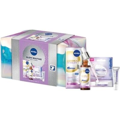 NIVEA Glow Routine Cofanetto regalo donna, Set regalo donna con Luminous630 Skin Glow Siero Viso Luminosità Immediata 30 ml, Labello Burrocacao Labbra Glowy Lips 10 ml e travel bag omaggio inclusa NIVEA Glow Routine Cofanetto regalo donna, Set regalo donna con Luminous630 Skin Glow Siero Viso Luminosità Immediata 30 ml, Labello Burrocacao Labbra Glowy Lips 10 ml e travel bag omaggio inclusa
