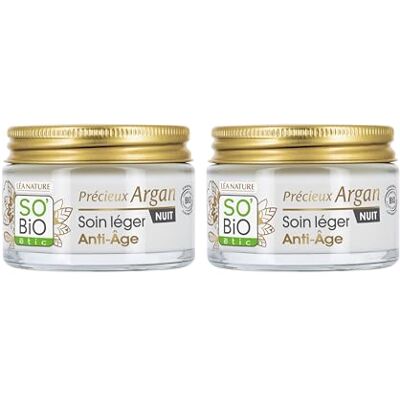 BIO + LÉA NATURE SO Bio Etic Cura leggera anti-invecchiamento Notte Precious Argan Liscio & Raffermit Olio di Argan Bio Acido ialuronico 99% di origine naturale Made in Francia Confezione da 2 BIO + LÉA NATURE SO Bio Etic Cura leggera anti-invecchiamento Notte Precious Argan Liscio & Raffermit Olio di Argan Bio Acido ialuronico 99% di origine naturale Made in Francia Confezione da 2