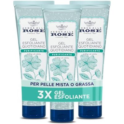 Acqua alle Rose , Gel Esfoliante Quotidiano Purificante per Pelli Normali, Miste o Grasse, Scrub Viso Delicato con Attivi Astringenti di Rosa Multiflora, Deterge, Esfolia e Purifica 3 Pezzi da 150 ml Acqua alle Rose , Gel Esfoliante Quotidiano Purificante per Pelli Normali, Miste o Grasse, Scrub Viso Delicato con Attivi Astringenti di Rosa Multiflora, Deterge, Esfolia e Purifica 3 Pezzi da 150 ml
