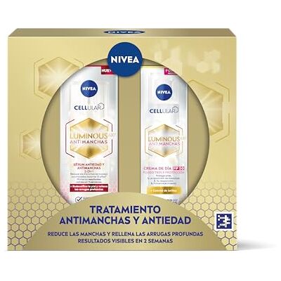 NIVEA Cellular LUMINOUS 630 Pack Antietà Antietà Trattamento Avanzato, Set Regalo con Siero Viso (1 x 30 ml) e Crema Giorno FP50 (1 x 40 ml) per una pelle uniforme e luminosa NIVEA Cellular LUMINOUS 630 Pack Antietà Antietà Trattamento Avanzato, Set Regalo con Siero Viso (1 x 30 ml) e Crema Giorno FP50 (1 x 40 ml) per una pelle uniforme e luminosa