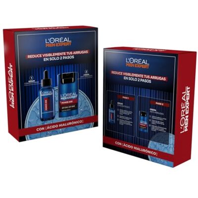 L'Oreal Men Expert L'Oréal Men Expert Scatola Power Age Routina in 2 fasi, siero concentrato + crema idratante antirughe con acido ialuronico L'Oreal Men Expert L'Oréal Men Expert Scatola Power Age Routina in 2 fasi, siero concentrato + crema idratante antirughe con acido ialuronico